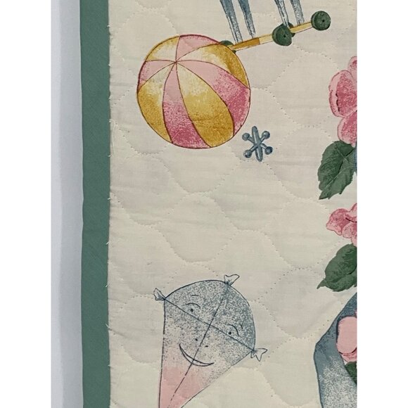 Child & Bunny Handmade Quilted Baby Blanket Nursery Decor 36"x44" - Picture 3 of 5